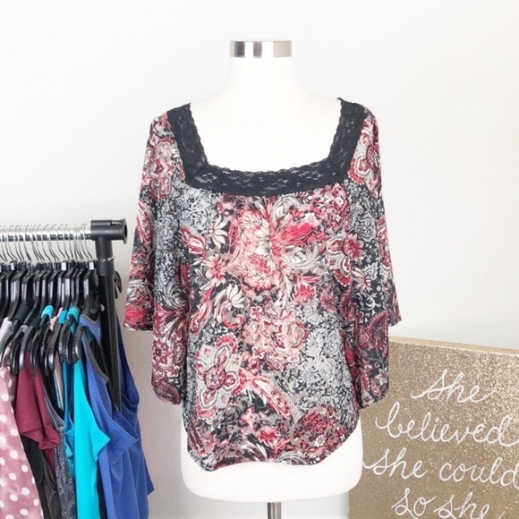 HeartSoul lace batwing top - Picture 1 of 7